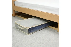 Foldable Underbed Storage Bag with Transparent Window Non-Woven Fabric Clothing Organizer for Bedroom Closet and Dorm Use