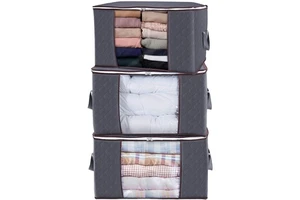 Foldable Clothes Storage Container 90l Clothes Storage Bag for Bedding Clothes Towels Fabric Custom Size