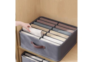 Foldable 24 Grids Cabinet Drawer Organizer Underwear Pants Socks Wardrobe Clothes Organizer with Handle