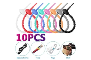 10PCS Silicone Cable Wire Organizer Winder Storage Holder Bag Ties Cord Bag Clip Food Saver Earphone Line Tidy Clips