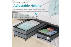 Space Saving Under Bed Organizer with Dual Zippers and Handles Dustproof for Bedroom Closet and Under Bed Use