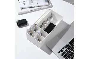 Desktop Plastic Cable Organizer Box with Drawer Divider Storage Basket for Phone Chargers Earphone Cords Management Accessories