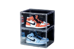 Stackable Shoe Box Minimalist Multifunction Shoes Display Transparent Magnetic Plastic PET PP Hard Plastic Shoe Boxs BT-376