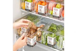 Refrigerator Storage Bins Set Food Grade PET Stackable Dishwasher Safe Airtight Eco-Friendly Injection Fridge Organizer Lids