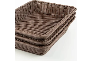 Factory Direct Baskets Supply Custom Decorative Home Rectangular Willow Basket Wicker Storage Washable Plastic Rattan Basket