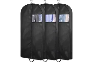 Jacket Coat Suit Clothes Storage Bag Non Woven Protective Cover with Pocket and Handle Foldable Hanging Bag