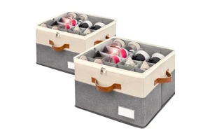 Foldable Shoe Organizer for Closet Adjustable Storage Boxes Fits 8-16 Pairs Convenient Shoe Bin Storage