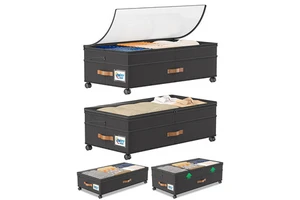 2 Pack Foldable Storage Moving Boxes with Wheels and Lids Under Bed Closet Organizers and Storage Bins Containers