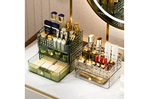 Desktop Acrylic Skincare Storage Cabinet Lipstick with Holder Elegant Style Makeup Organizer Drawer Jewelry Cosmetic Storage Box