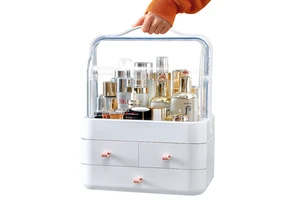 Acrylic Vanity Cosmetic Organizer Rectangle Shape Makeup Perfume Lipstick Brush Lash Eye Shadow Foundation Dresser Storage Box