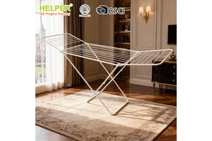 HELPER Powder Coated Iron Collapsible Clothes Rack-Portable Flexible Durable Space-Saving for Bathroom/Living Room Cloth Drying