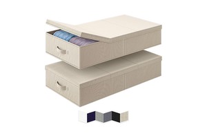 Fabric Foldable Large Under Bed Storage Bins With Lids Handles