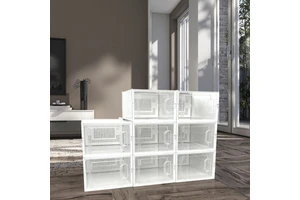Stackable Shoe Storage Box Transparent PP Plastic Organizer Dustproof for Sneakers Sports Shoes and Home Closet Storage
