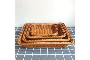 Style Woven Handcrafted Plastic Storage Basket for Household and Supermarket Use Multi-purpose Organizer
