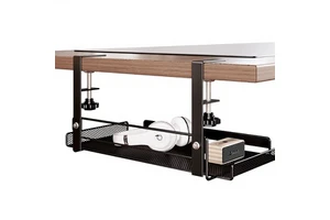 Under Desk Cable Management Tray No Drill Wire Organizer for Computer Desk Power Strip Network Cable Storage