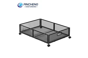 Customized Foldable Metal Under Bed Storage Box Wheel Design Easy Assembly Clothes Shoes Organizer Basket