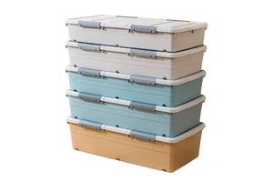 OEM Under Bed Plastic Storage Box Containers Slipping Double Door Underbed Storage Boxes Bins Foldable PP With Wheels and Lid