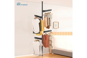 YIJIALE Factory Direct Fast Shipping Tension Pole Coat Rack No-Drilling Damage Free Adjustable Height Walk-in Closet Coat Stand