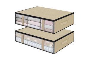 Heavy Duty Underbed Storage Bags Organizer Folding Fabric Storage Containers for Comforters Blankets Bedding