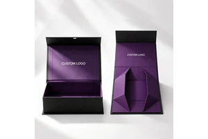 Premium Custom Logo Luxury Large Matte Rigid Paper Cardboard Black Foldable Empty Magnetic Folding Closure Gift Box Packaging