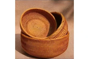 Vine Woven Fruit Basket, Food Storage Basket, High-quality Customized Size, Clothing Storage Basket, Three Piece Set Combination