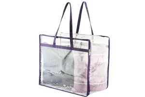 Clear Clothes Storage Bag Organizer With Reinforced Handle Sturdy Zipper Vinyl Storage Bag for Duvet Transparent Moving Totes