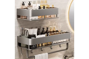 Bathroom Storage Rack, Heightened And Wall-mounted Without Drilling, For Restroom Or Washbasin, High-end Storage Shelf