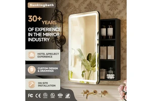 EMC Certified Led Medicine Cabinet Aluminum Alloy Lighted Mirror Cabinet Water Resistant Bathroom Storage Cabinet
