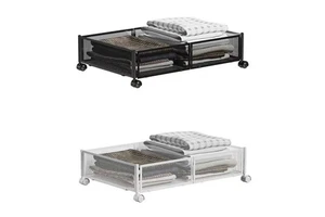 Under Bed Storage Containers With Wheels Large Metal Foldable Space-saving Under Bed Drawer for Clothes Shoes Toys