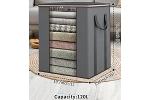 Large Capacity Quilt Blanket Storage Organizer Wardrobe Clothes Dustproof Bag With Clear PVC Window Storage Bag