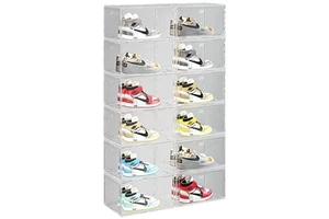 Modern Fully Transparent Multi-Layer PP Plastic Shoe Rack Thickened Magnetic Storage Box Stacked Shoe Cabinet Eco-friendly 3-6L