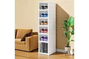 Factory Price Injection Molded Plastic Foldable Dustproof Rectangle Shoe Storage Box 35L European Style Shoe Cabinet
