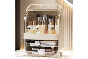 GREENSIDE Skin Care and Beauty Organizer Plastic Drawer Style Desktop Cosmetic Storage Case for Makeup Toiletries Container