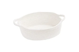 Modern Cotton Rope Woven Storage Basket with Handles for Home Organization and Decor