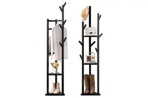 CR01 Floor Coat Rack Hanger, Simple Vertical Household Clothes Stand for Bedroom, Living Room, and Entryway Storage Use