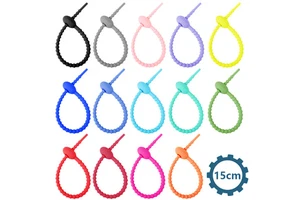 150mm Colorful Reusable Fastening Releasable Silicone Rubber Cable Tie Binding Rope Storage Organization Self-locking Lanyard