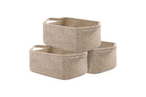 Woven Fabric Decorative Basket with Handle for Home Storage or Gift Set Organization