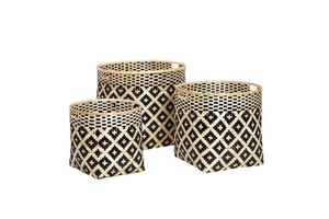 Handmade Natural Rattan Jute Yarn Woven Eco-Friendly Storage Basket Set Food Storage Home Living Room Laundry Organizer