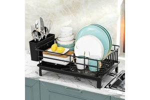 Single Tier Metal Wire Kitchen Plate Utensil Dish Bowl Drying Rack Holder Dish Drainer Organizer