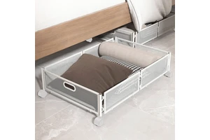 Foldable Bedroom Metal Rolling Under Bed Storage Containers Organizer Under Bed Storage Rack with Wheels