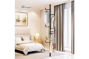 YIJIALE Ready To Ship Wholesale Tension Pole Coat Stand Punch-Free Tool-Free Assembly Rental House Coat & Bag Rack