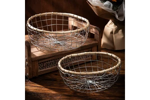 Nordic Home Use Metal Wire Woven Storage Basket for Fruits & Bread 3-6L Capacity