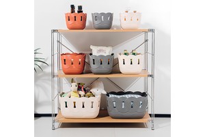 GREENSIDE Thickened Plastic Rattan Style Storage Basket Versatile Desktop Organizer For Toys Sundries And Bathroom Cosmetics