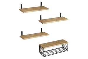 Wooden Wall Hanging Multi-Layer Storage Rack Hexagon Shape Engraving Reusable Bathroom Towel Kitchen Seasoning Organization