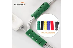 Green Cable Management Wire Organizer Cable Holder Nylon Self Adhesive Backed Adjustable Wire Storage Hook and Loop Cable Clip
