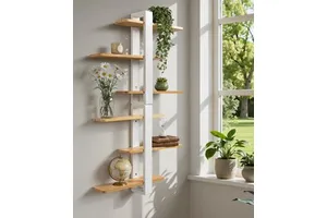 White Wooden Three-layer Wall-mounted Storage Rack, Suitable for Living Room, Bedroom and Office.