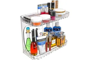 Double-Layer Vanity Storage Rack Plastic Perfume Holder Bathroom Skincare Makeup Organizer Cosmetic Shelf