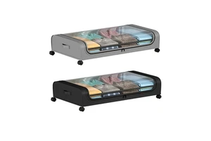2pcs Under Bed Storage Bins With Lid Under Bed Shoe Storage Rolling Organizer for Under Bed Storage Containers