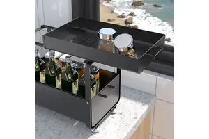 Metal Expandable 2 Pack Tier Pull Out Sliding Drawers Kitchen Organizer Accessory Under the Sink Cabinet Organizer Storage Rack
