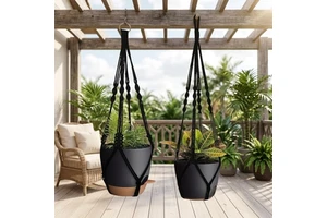 Creative Woven Plant Fiber Flower Pot Mesh Bag Cotton Rope Hanging Indoor/Outdoor Breathable Translucent Resistant Home Basket